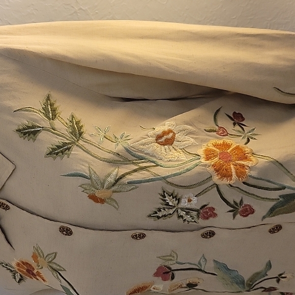 Vtg TAPESTRY PATCH Linen Floral Embroidered Decorative Button Down Shacket - Picture 4 of 10